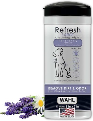 Picture of Wahl USA Pet Refresh Cleaning Wipes for Dogs, Lavender Chamomile, 50 ct | Calming Scent Pet Wipes For Cleaning Dog Ears, Nose, Paws, Bottom & Sensitive Areas, For All Dog Breeds – 820018A