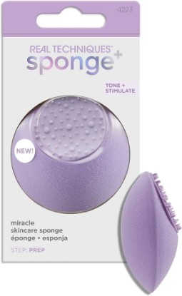 Picture of Real Techniques Miracle Skincare Sponge, Beauty Sponge Infused With Vegan Collagen, Reusable Skincare Sponge for Facial Serums & Moisturizers, Purple, Vegan & Cruelty Free, 1 Count