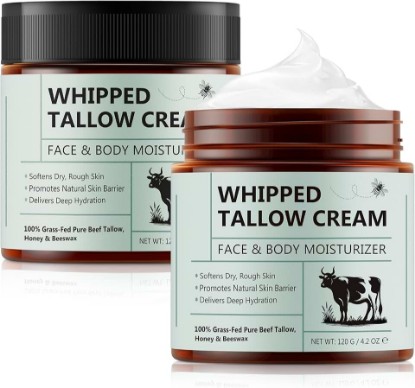 Picture of Whipped Beef Tallow for Skin - 100% Grass Fed Pure Beef Tallow with Honey, Natural Moisturizing Cream for Face and Body, Deep Hydration Softens Dry Skin, Nourishing Tallow Cream 4.2 Oz (2 Packs )