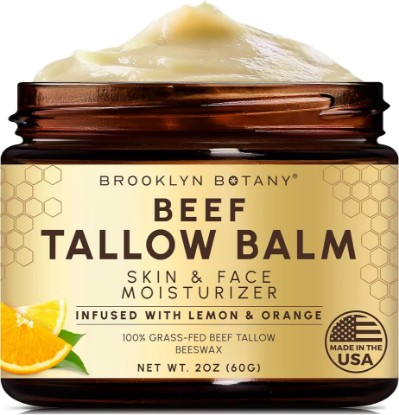 Picture of Brooklyn Botany Beef Tallow Balm – Grass Fed Beef Tallow for Skin and Face – Nourishing Face Moisturizer Infused with Citrus Oils – Orange Oil and Lemon Oil – 2 oz