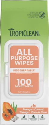 Picture of TropiClean Papaya & Coconut Luxury 2-in-1 Pet Wipes, 100ct - Wipes for Dogs & Cats - Gently Removes Dirt, Dander & Smells - for Pet Paws, Face, Body & Bottom - Tropical Papaya & Coconut Scent