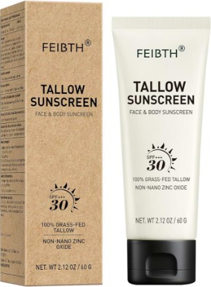 Picture of Tallow Sunscreen, Beef Tallow Sunscreen with Zinc Oxide, Non-Greasy Formula for Face and Body, Travel Size 2 oz