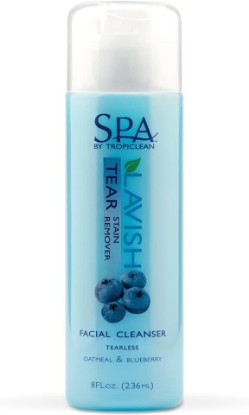 Picture of TropiClean SPA Tear Stain Remover for Dogs, Blueberry Facial Shampoo, 8oz | Tear Stain Remover | Whitening & Brightening | Tearless | Odor Eliminator | Made in USA
