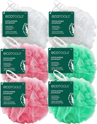 Picture of EcoTools 6 Pack Exfoliating EcoPouf Shower Loofah, Color May Vary | Gentle exfoliation with a loofah sponge 6-pack for bath or shower, rich lather, shower sponge with recycled netting