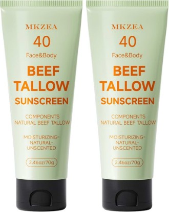 Picture of Beef Tallow Reef Safe Sunscreen SPF 40 for Face, Travel Size Natural Organic Non-Greasy Lightweight Formula For Women & Men, Summer Outdoor Sports Beach Home Office Daily Use, 2 Packs