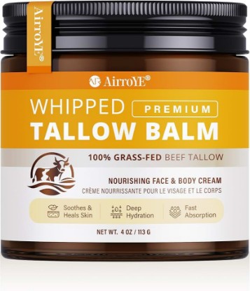 Picture of Grass-Fed Beef Tallow for Skin: Whipped Beef Tallow Face Body Moisturizer - All Natural Skincare Tallow Balm for Eczema and Dry Skin 4oz (Unscented)