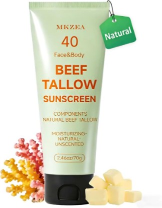 Picture of Beef Tallow Reef Safe Sunscreen SPF 40 for Face, Travel Size Natural Organic Non-Greasy Lightweight Formula For Women & Men, Summer Outdoor Sports Beach Home Office Daily Use, 2.46 OZ