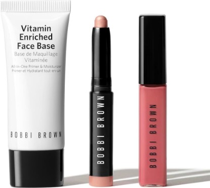 Picture of Bobbi Brown Best of Bobbi Brown Minis Set | Includes Vitamin Enriched Face Base, Long-Wear Cream Shadow Stick in Golden Pink & Crushed Oil-Infused Gloss in New Romantic