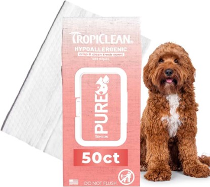 Picture of TropiClean Pure Hypoallergenic Dog Wipes, 50ct