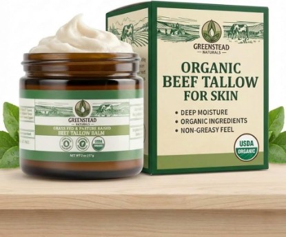 Picture of USDA Organic Beef Tallow for Skin - Herbal-Infused, No Added Fragrance, 2oz USDA Organic