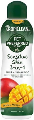 Picture of TropiClean Pet Preferred Mellow Mango Sensitive Puppy Shampoo for Dogs & Cats, 20 Fl Oz