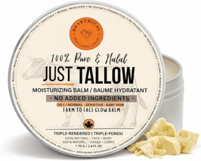 Picture of JUST Tallow - No Added Ingredient - 70 g Halal Grass Fed Beef Tallow For Skin - Organic Beef Tallow Moisturizer – Beef Tallow Face Moisturizer & Beef Tallow Balm For Face – Unscented