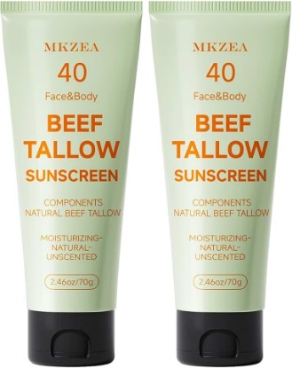 Picture of Beef Tallow Reef Safe Sunscreen SPF 40 for Face, Travel Size Natural Organic Non-Greasy Lightweight Formula For Women & Men, Summer Outdoor Sports Beach Home Office Daily Use, 2 Packs