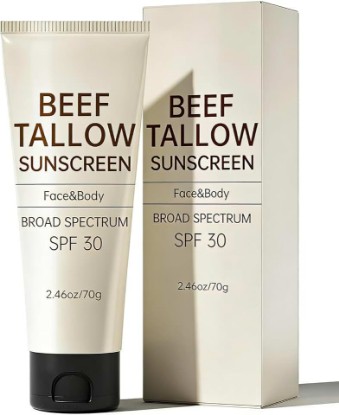 Picture of Tallow Sunscreen, Sunscreen for Face, SPF30 Natural Reef Safe Face Body Beef Tallow Sunblock, Non Greasy Clean Travel Sun Screen Sunblock for Summer Outdoor Travel, 2.46 OZ