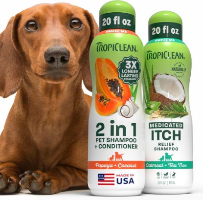 Picture of TropiClean Dog Shampoo and Conditioner & Medicated Shampoo Bundle, 2 Pack