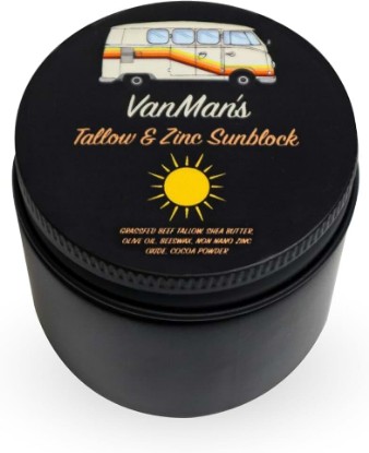 Picture of Vanman's - Zinc and Tallow Sunscreen - Water Resistant 20 SPF Beef Tallow Sunscreen with Olive Oil, Beeswax - Mineral Sunscreens with Non-Nano Minerals - 2.8 ounce