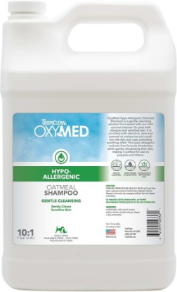 Picture of TropiClean OxyMed Hypoallergenic Dog Shampoo for Allergies and Itching, Skin Soothing Shampoo for Pets with Sensitive Skin, Tearless, Cat Safe, 1 Gallon