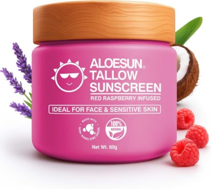 Picture of Organic Beef Tallow Sunscreen SPF 30 - Natural Sunblock Lotion for Face and Body with Non Nano Zinc Oxide Mineral Protection - Reef Safe Travel Size Tallow Moisturizer for Adult and Baby - 2.12 Oz