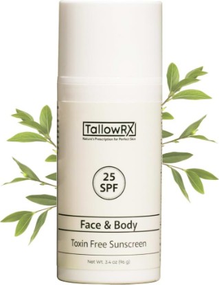 Picture of Tallow Sunscreen SPF 25 with Non Nano Zinc Oxide – Natural Mineral Sun Protection with Red Raspberry, Coconut Oil & Vit E – Reef Safe, Non Toxic & Moisturizing Sunblock for Face & Body – 3.4 oz