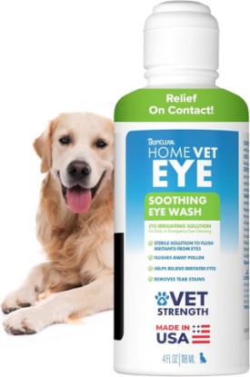 Picture of TropiClean HomeVet Dog Eye Drops, Soothing Eye Wash, USA Made, 4oz