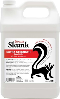 Picture of TropiClean Deodoziring Skunk Shampoo for Dogs, Extra Strength, 1 Gallon | Skunk Odor Remover | 24-Hour Fast Relief | Extra Strength Formula