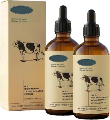 Picture of 2PCS Retinol Golden Micro Peptide Tallow Serum, Tallow-Based Facial Essence with Peptides, Daily Skin Conditioning & Moisture Support, 200ml/6.76FL OZ