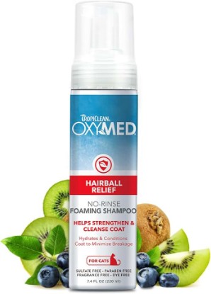 Picture of TropiClean OxyMed Waterless Dry Shampoo for Cats, Hairball Relief, 7.4oz
