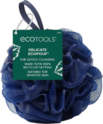 Picture of EcoTools Delicate EcoPouf Body Loofah, Gentle Exfoliating Shower Sponge for Sensitive Skin, 100% Recycled Netting Bath Pouf, 1 Count