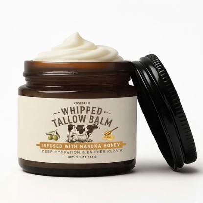 Picture of Whipped Tallow Honey Balm, Beef Tallow for Skin Face, 100% Organic Grass-Fed Beef Tallow Balm with Raw Honey, Hydrating Repairing Tallow Face Moisturizer for Dry & Sensitive Skin, 2.1 Oz