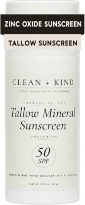Picture of Organic Beef Tallow Sunscreen SPF 50 Zinc Oxide Unscented | Non-Toxic Reef-Safe Mineral Sunscreen, Non-Nano Zinc Oxide, Face & Body, Water-Resistant 80 Min, Sensitive Skin, Made in USA