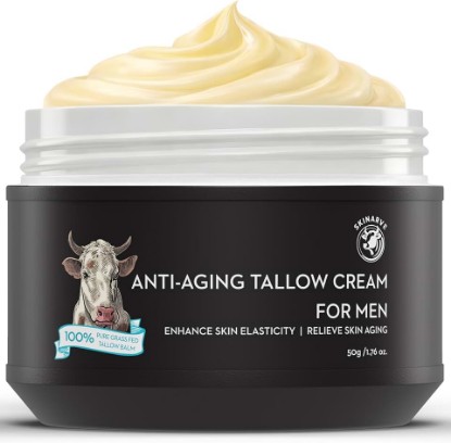 Picture of Tallow and Honey Balm for Men - Beef Tallow for Skin - 100% Organic Grass Fed Whipped Beef Tallow Face Moisturizer - Wrinkle Defense Anti Aging Skin Cream with Essential Oils (1.7 OZ)
