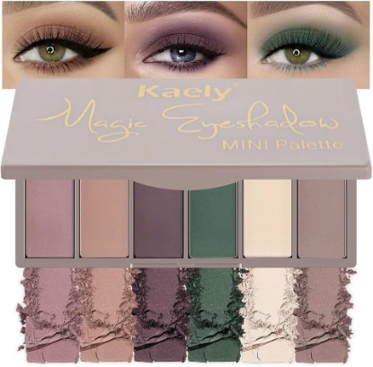 Picture of Kaely 6 Colors Mini Neutral Eye Shadow Palette Makeup, Taupe Rosy Brown Smokey Plum Forest Green Nude Beige Cocoa Brown Matte Eyeshadow Palette for Older Women Pigmented Waterproof, Cruelty-free, 11