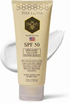Picture of Organic Tallow Mineral Sunscreen - 50 SPF - For Face and Body - With 100% Grass-Fed Tallow and Non-Nano Zinc Oxide Reef Safe - (5 Oz)