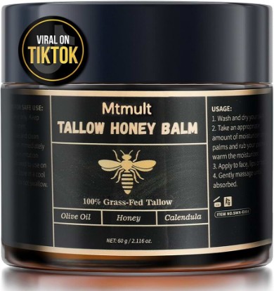 Picture of Mtmult Beef Tallow for Skin - Tallow and Honey Balm for Face, Hydrating with Grass-Fed Beef Tallow, Raw Honey & Beeswax | Beef Tallow for Face & Body Tallowyn Skin Balm