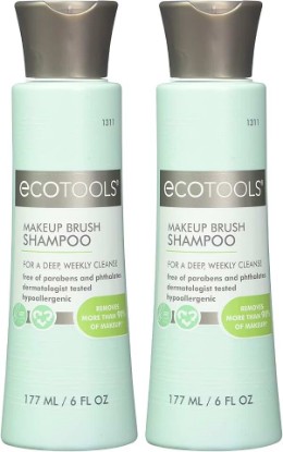 Picture of EcoTools Cruelty Free and Eco Friendly Makeup Brush Cleansing Shampoo, 6 Ounce; Wash Away Surface Makeup, Oil, and Impurities from Brushes (Pack of 2)
