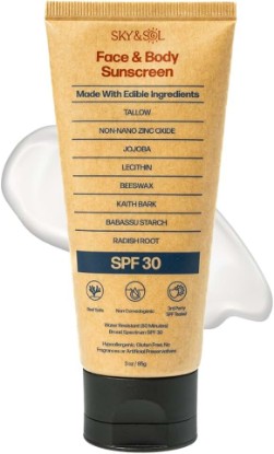 Picture of Sky and Sol Mineral Sunscreen SPF 30 | With Grass-Fed Tallow & Zinc Oxide, Non-Greasy Face & Body Formula, Made Without Reef-Harming UV Filters, 3 oz (85 g)