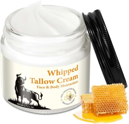 Picture of Beef Tallow Balm with Honey - Face & Body Moisturizer for Dry, Sensitive Skin - Anti-Aging Cream Reduces Fine Lines, Deep Hydration & Skin Barrier Repair - 60g