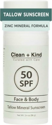 Picture of Organic Beef Tallow Sunscreen SPF 50 Zinc Oxide Vanilla Travel | Non-Toxic Reef-Safe Mineral Sport Sunscreen, Non-Nano Zinc, Face & Body, Water-Resistant 80 Min, TSA 3.4 oz, Made in USA