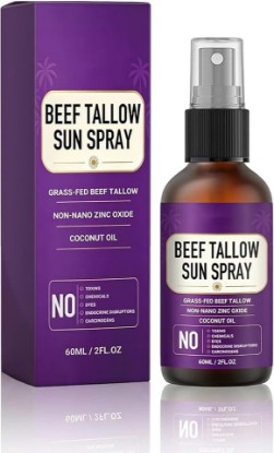 Picture of Beef Tallow Sunscreen Spray SPF 30, Non-Nano Zinc Oxide Mineral Sunscreen for Face Body, Reef Safe Moisturizing Sun Protection 2 Fl 0z