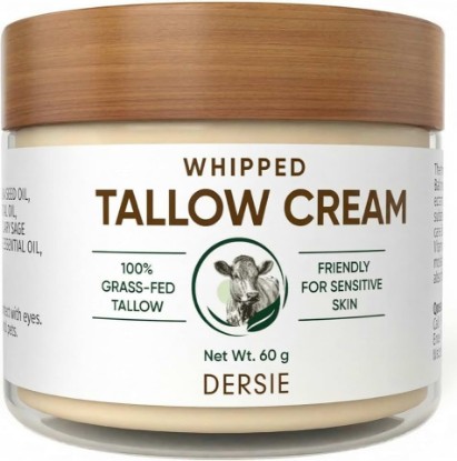 Picture of Dersie Whipped Tallow Cream: 100% Grass-Fed Beef Tallow Cream for Deep Hydration, Skin Barrier Repair, Soothing - Tallow Moisturizer for Face & Body for Women, Men & Kids (2.1 oz)