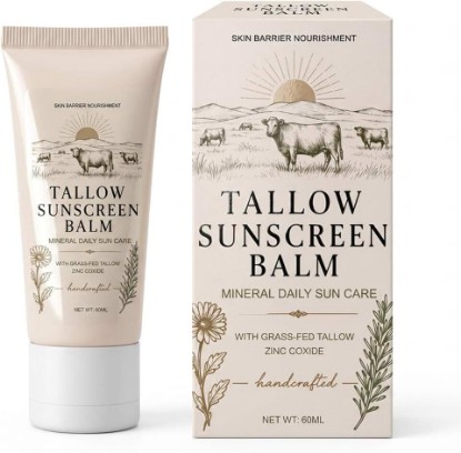 Picture of Organic Beef Tallow Sunscreen SPF 50:Natural Tallow & Zinc Oxide Sunblock Cream, Moisturizing and Soothing, Refreshing and Non-Greasy for Women and Men