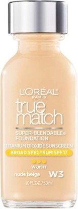 Picture of L'Oreal Paris Makeup True Match Super-Blendable Liquid Foundation, Nude Beige W3, 1 Fl Oz,1 Count