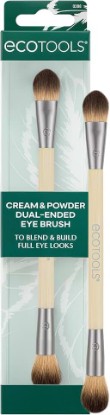 Picture of EcoTools Cream & Powder Dual-Ended Eye Brush, Flat & Fluffy, 1 Count | Flat and fluffy eyeshadow brush for packing, smooth blending and full eye looks, sustainable makeup brush, cruelty-free