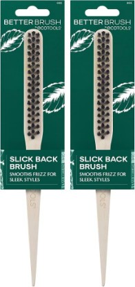 Picture of EcoTools Slick Back Brush 2-Pack, Bristle Hair Styling Brush for Frizz | Flexible Bristles Detangle & Smooth Frizz for Sleek Slick-Back Styles, Pointed End to Part & Section, Vegan Bamboo Handle