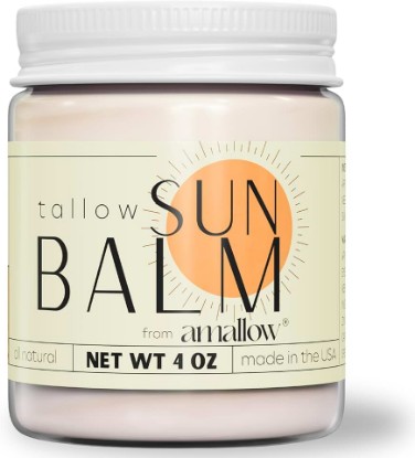 Picture of Amallow - Tallow Sun Balm with Zinc Oxide - Tinted Mineral Sun Balm with Cocoa Powder - Natural, Non-Nano Zinc Oxide, Organic Oils - No White Cast - Handcrafted in the USA - 4 oz