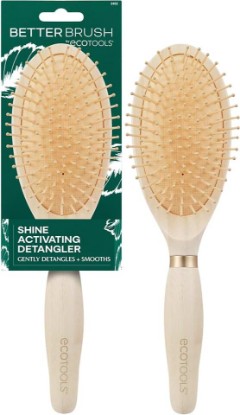Picture of EcoTools Shine Activating Detangler Hairbrush, Paddle Brush | Gentle detangling with hair detangler brush for wet or dry hair, flexible bristles, bamboo hair brush and heat safe to 240 °F