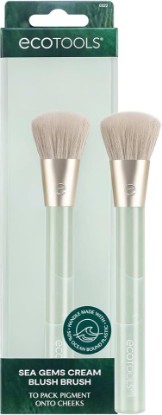 Picture of EcoTools Sea Gems Cream Blush Brush, Liquid and Cream Makeup Brush | Liquid and cream blush brush for cheeks, smooth buildable cheek color, dense rounded bristles, sustainable design, vegan