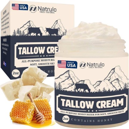 Picture of Beef Tallow Cream – All Natural Grass Fed Beef Tallow and Honey All Purpose Balm – Moisturizing Face and Body Lotion for Eczema, Cracked, Dry, Itchy, Irritated Skin – Skin Repair Skincare Made in USA