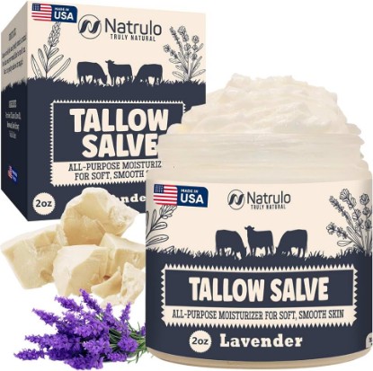 Picture of Beef Tallow Salve – All Natural Grass Fed Beef Tallow & Honey All Purpose Balm – Moisturizing Body Salve Great for Eczema, Cracked, Dry, Itchy, Irritated Skin – Skin Repair Skincare Made in USA