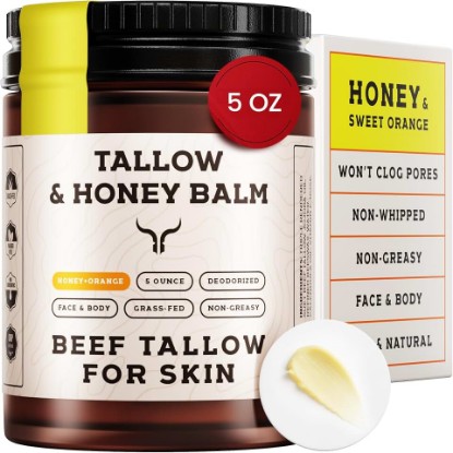 Picture of Beef Tallow for Skin - Tallow and Honey Balm For Face - Gift Ready - Tallow Face Moisturizer - Beef Tallow Moisturizer - Tallow Balm - Grass Fed Beef Tallow For Skin - Tallow Face Cream Lotion